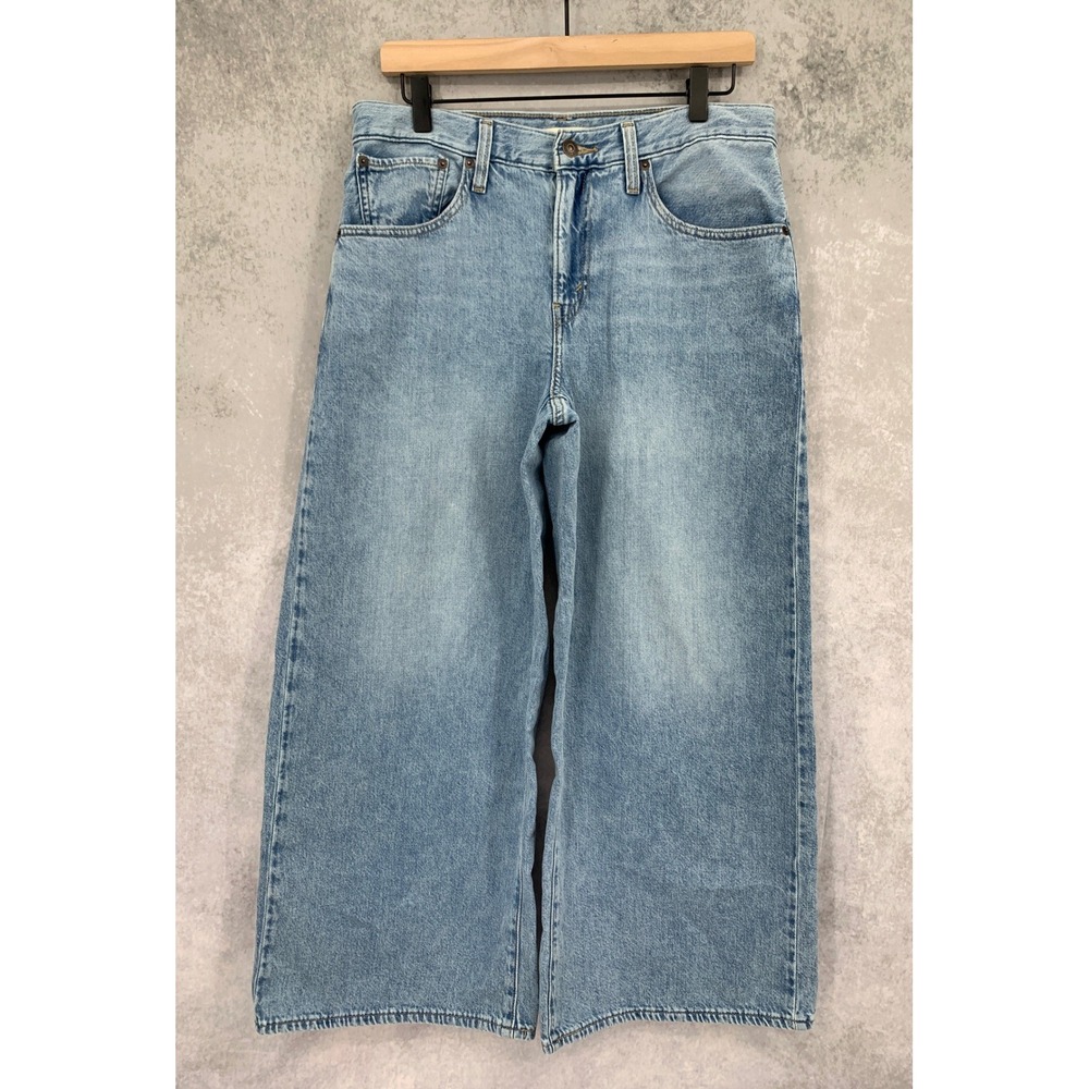 Levis Wide Leg Jeans Womens 30 Blue Middy Wide Leg Ankle Light Wash Denim Pants